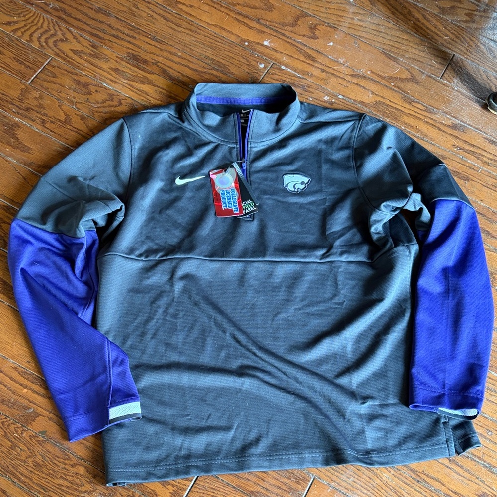 K State Nike Men's Gray and Purple Half-Zip Pullover Jacket